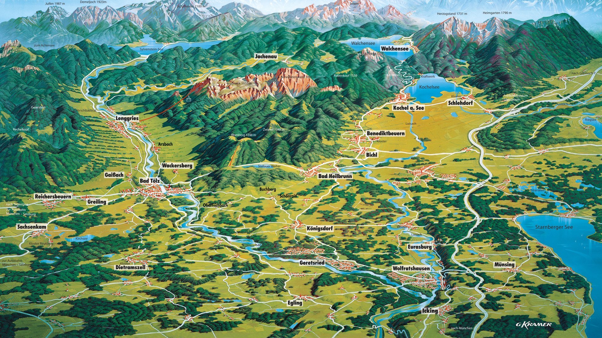 Panoramakarte Tölzer Land